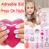 144 Pcs Fake Press on Nails for Kids, Thrilez Kids False Nails Children Artificial Fake Nail Tips Pre Glue Full Cover Short Nails for Girls Kids Teens Nail Art Decoration (Pink Series)