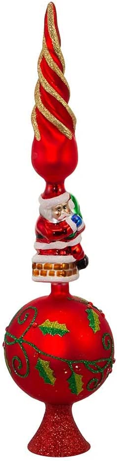 Kurt Adler Glass Santa Claus Design Treetop, 16-Inch