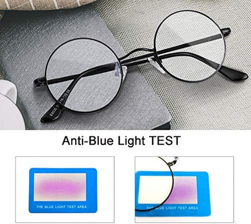 Brigtlaiff Round Blue Light Blocking Glasses for Men Women, Computer Gaming TV Glasses Anti Eyestrain with Metal Frame