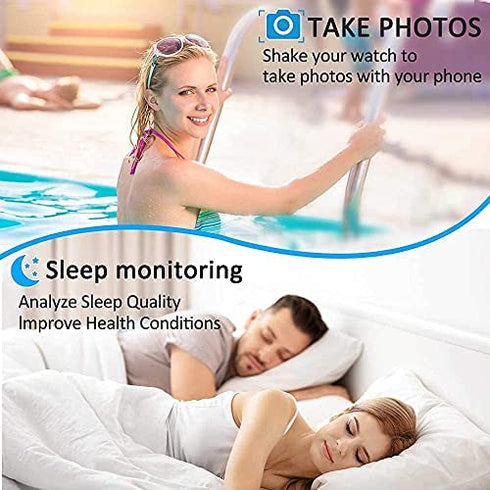 ANCwear Fitness Tracker Watch, Activity Tracker Health Smart Watch with Heart Rate Monitor, IP68 Waterproof, Smart Band with Sleep Monitor, Step Counter, Pedometer Watch for Women Men Kids