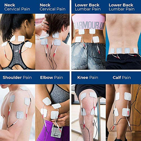 OUDYSCARE TENS Unit Replacement Pads - Compatible with AUVON TENS 7000 EMS Machine - 24Pcs 2"x2" Self-Adhesive Reusable Electrodes Pads for Lower Back , Arm , Leg and Pain Relief