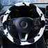 Fuzzy Car Steering Wheel Cover for Women, Cute Cow Print Fluffy Steering Wheel Covers, Universal 15 Inches, Girly Car Accessories with 2 Pack Car Coasters for Cup Holders