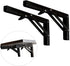 16 INCH Folding Shelf Brackets - Heavy Duty Metal Collapsible Shelf Bracket for Bench Table, Shelf Hinge Wall Mounted Space Saving DIY Bracket, Max Load: 280 lb - Black (2 PCS)