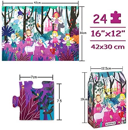 Puzzles for Kids Ages 3-5 Premium 24 Piece Fairy Forest Floor Puzzles for Kids Ages 3-8, Preschool Jigsaw Puzzles Educational Toys for Boys & Girls 3 4 5 6 7 8 Years Old