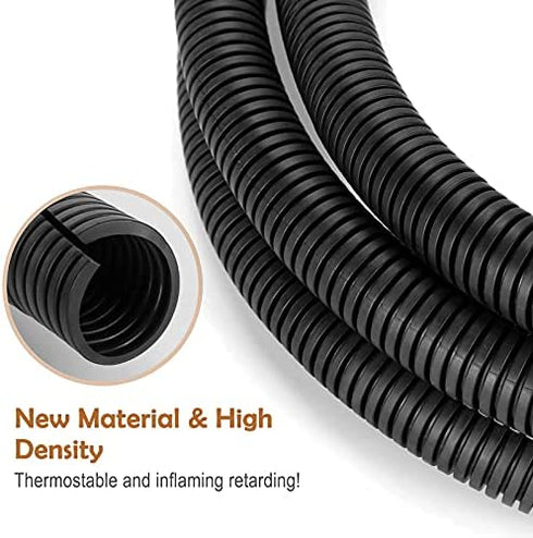 ZhiYo 20FT 3/8” Wire Loom Split Tubing Auto Wire Conduit Flexible Cover | High Temperature Heat Resistant -40F to 257F | Plastic Cover for Electrical Wires & Cables, Black