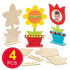 Baker Ross AR264 Wooden Flower Blanks for Kids - Pack of 4, Woodcraft Painting Craft Kits for Kids Art Activities