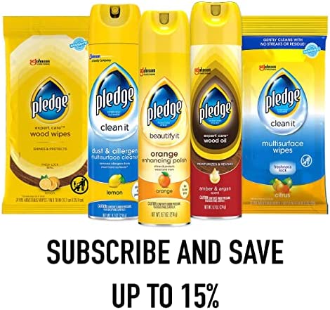 Pledge Multi-Surface Furniture Polish Wipes, Works on Wood, Granite, and Leather, Cleans and Protects, Lemon (24 Total Wipes)