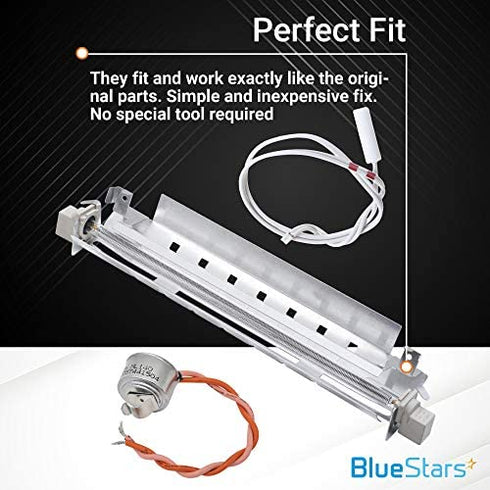 WR51X10055 Refrigerator Defrost Heater, WR55X10025 Temperature Sensor and WR50X10068 Defrost Thermostat Replacement by BlueStars - Exact Fit for GE Hotpoint Refrigerators