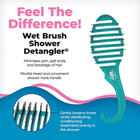 Wet Brush Hair Brush Shower Detangler - Green Glitter - Exclusive Ultra-soft IntelliFlex Bristles - Minimizes Pain And Protects Against Split Ends and Breakage - For Women, Men, Wet And Dry Hair