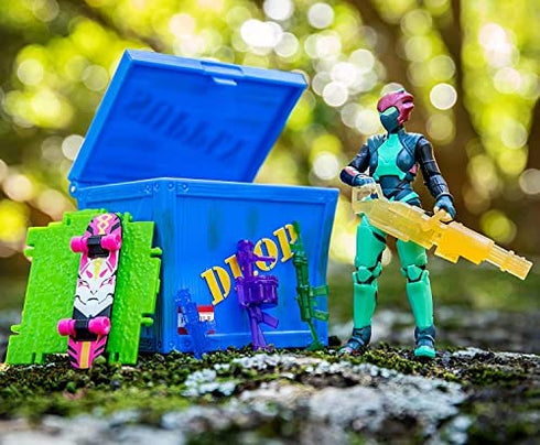 Fortnite Solo Mode Figure & Supply Crate Collectible Accessory Bundle - Feat. 4 Inch Singularity Figure, Supply Crate, Back Board (Drift) Back Bling, Weapons, Building Materials