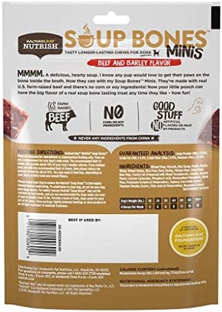 Variety Rachael Ray Nutrish Soup Bones Minis Dog Treats For Smaller Dogs Real Beef & Barley and Real Chicken & Veggies - Each Pack 4.2 oz/ 6 Chew Treats (Minis) by Rachael Ray
