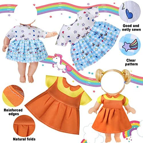 Alive Doll Clothes and Accessories - Baby Doll Dresses Fit for 12 13 14 14.5 Inch Bitty Girl Dolls, 12 Sets Doll Outfits Include Doll Dresses, Pajamas, One-Piece Suit, Swimsuit for Girls Gifts