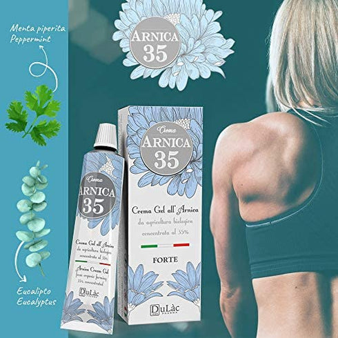 Dulàc Natural Arnica Gel Cream Extra Strength 1.7 Fl Oz with 35% Organic Arnica Montana - Bruise, Joint and Muscle Relief, Made in Italy, Cool Effect