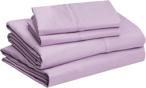 Amazon Basics Lightweight Super Soft Easy Care Microfiber Bed Sheet Set with 14" Deep Pockets - King, Frosted Lavender