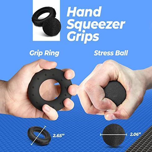 Grip Strength Trainer Kit (5 Piece Set), Adjustable Hand Grip Exerciser Strengthener, Hand Strengthener, Forearm Strengthener, Hand Squeezer Grip Strength, Strength Training Hand Strengtheners