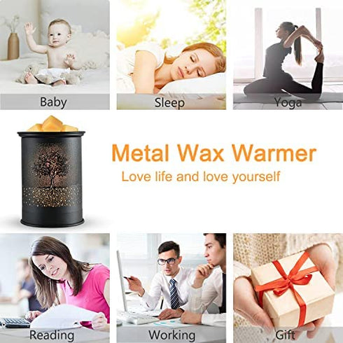 Metal Wax Melt Warmer kobodon Candle Wax Warmer for Scented Wax Melter Electric Wax Burner Wax Melts Wax Cubes Black Candle Lamp for Home Office Decor(Tree)