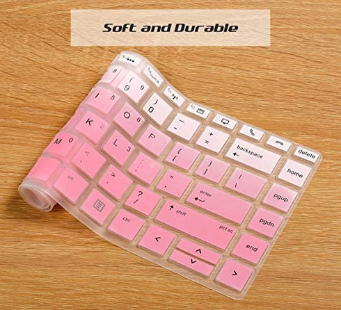2 Pack Keyboard Cover for HP EliteBook 14 840 G5/ G6, HP EliteBook 745 G5 G6 14 Inch, HP ZBook 14u G5 G6, HP EliteBook 840 Keyboard Skin Protector (Ombre Pink+Clear)