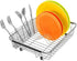 Slideep Stainless Steel Cutlery Utensil Holder Silverware Organizer Rack with Hooks Removable Drying Rack Silverware Holder Utensil Cutlery Basket Kitchen Dish Drainer Dish Drying Rack
