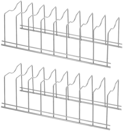 SANNO Pot Lid Organizer, Rack Holder Rest Storage, for Pot Lids, Plates, Cutting Boards, Bakeware, Cooling Rack, Serving Trays, Total 8 Compartments, Stainless Steel