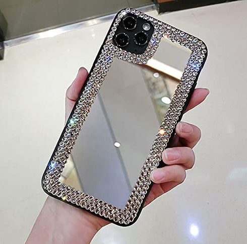 Poowear for iPhone 11 Case 3D Glitter Sparkle Bling Mirror Case Luxury Shiny Crystal Rhinestone Diamond Bumper Clear Protective Case Cover for Women for iPhone 11 Silver