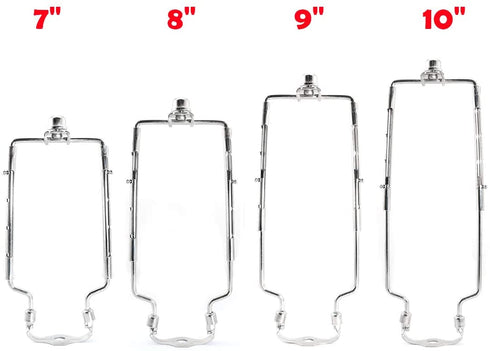 DZS Elec 7 8 9 10 Inch Adjustable Lampshade Harp Stand E14 & E26 & E27 Lamp Holder UNO Fitter Adapter Detachable Parts Silver Bracket