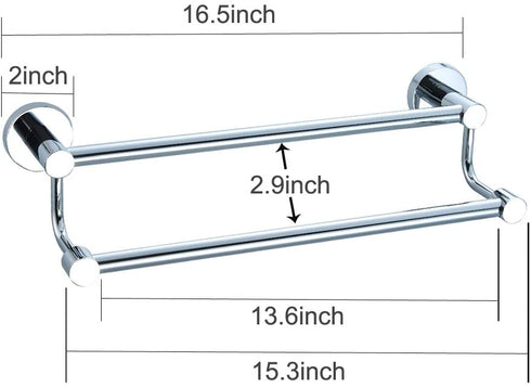 Bathroom Towel Bar Stainless Steel, Chrome Brushed Bath Towel Holder, Elegent Double Towel Bar for Bathroom (Chrome, 16inch)