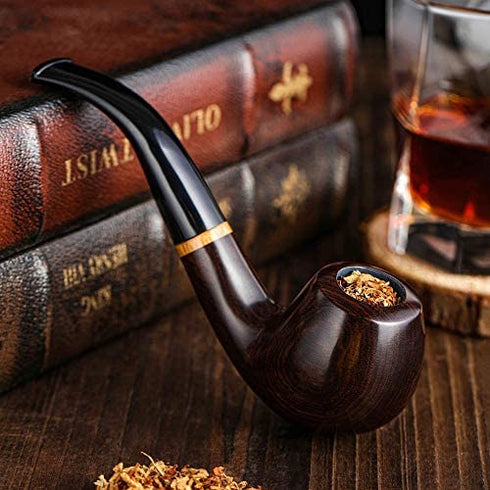 Whitluck's Tobacco Pipe, Handmade Wood Smoking Pipe, Perfect Beginner Pipe Kit for Smoking with Ultimate Guide E-Book, Gift Set and Accessories (Sunny Yellow)