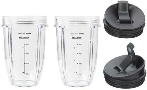 Blender Cups for Ninja Blender, 18OZ Cup with Sip & Seal Lids Compatible with 900w 1000w Nutri Ninja Blender Auto iQ series (2 Pack)