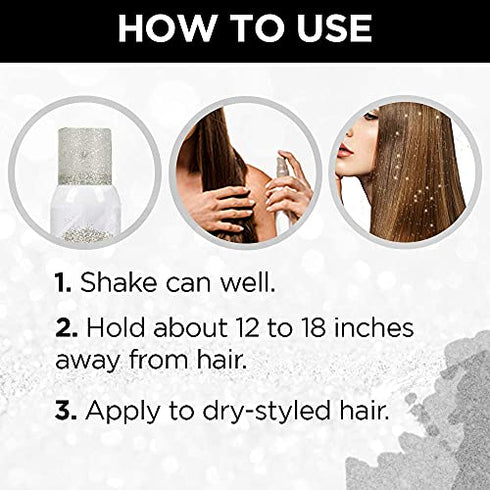 Punky Temporary Hair and Body Glitter Color Spray, Travel Spray, Lightweight, Adds Sparkly Shimmery Glow, Perfect to use On Hair, Skin, or Clothing, 3.5 oz - SILVER