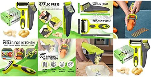 L&N Garlic tool with potato peeler, garlic mincer and crusher, in stainless style, effective and easy to clean