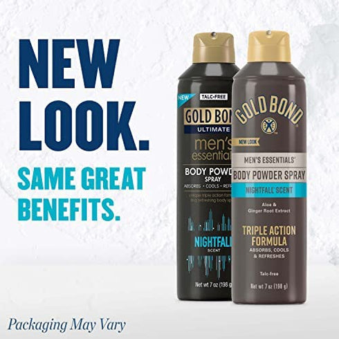 Gold Bond Men's Essentials Talc-Free Body Powder Spray 7 oz Nightfall Scent Wetness Protection