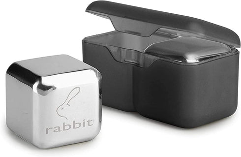 Rabbit Whiskey and Beverage Jumbo Chilling Stones Set, Chrome