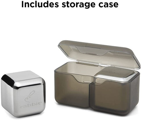 Rabbit Whiskey and Beverage Jumbo Chilling Stones Set, Chrome