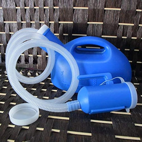 YUMSUM Men's 2000ML Portable Potty Pee Bottle Male Urinal Collector for Hospital Camping Car Travel Toilet Urinal,130 CM Tube (Blue)