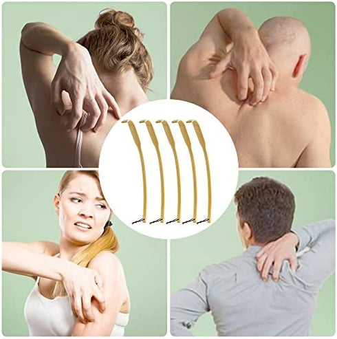 17" Curved Bamboo Back Scratchers 5 Pack, Wooden Back Scratchers for Men Women Adult Pregnant Woman, Best Gift for People Who Need Longer Hands, Heavy-DutyHandle with Hang Loop, Christmas Gifts