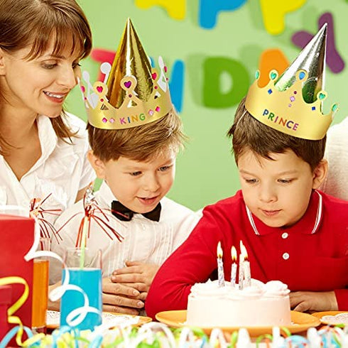 Paper Princess Prince Crowns for Kids Birthday Party Hats Gold for Boys Girls DIY Crown Supplies