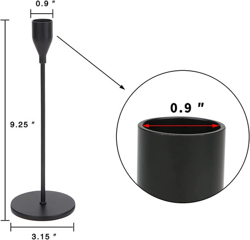 Ganydet Black Candlestick Holders Set of 3, Iron Taper Candle Holders, Decorative Candle Sticks Long Holder, 9.25 Tall Candle Holders for Table Centerpiece, Party, Wedding and Candlelight Dinner