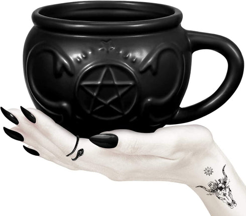 Hemoton Witch Cauldron Mug 3D Novelty Mug Gothic Tea Cup Porcelain Witch Coffee Mug Witchcraft Supplies/Novelty Halloween Christmas Gifts/Goth Cosplay Supplies