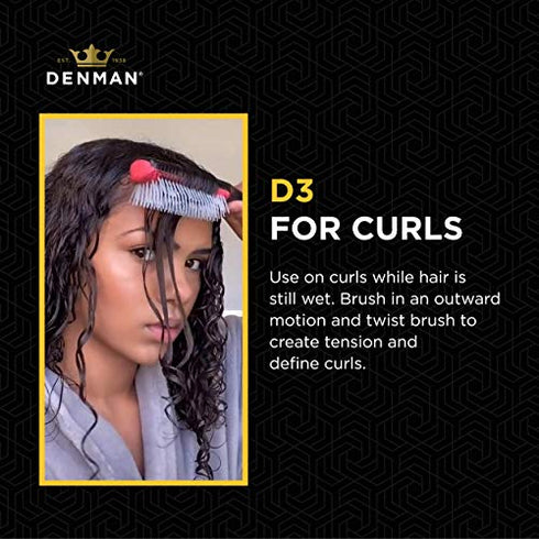 Denman Original Styler, 7 Row for Detangling, Blow-drying, Styling & Smoothing the Hair, All Black D3
