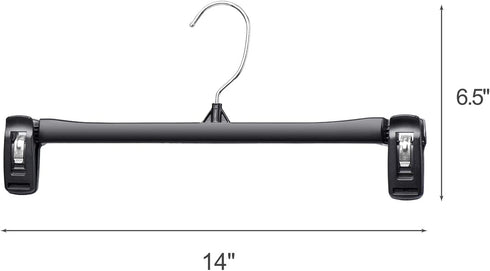 Titan Mall Pants Hangers 30 Pack 14inch Black Plastic Skirt Hanger with Non-Slip Big Clips and 360 Rotatable Hook, Durable and Sturdy Plastic Hanger, Elegant and Economical for Hanging Pants