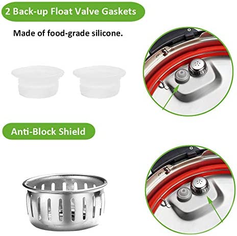 Steam Release Handle, Float Valve Compatible with Instant Pot Duo/Duo Plus 8 Qt - Also Including Replacements Parts of Float Valve Gaskets and Anti-Block Shield