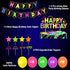 Glow Birthday Party Decoration Set Glow In The Dark Happy Birthday Banner Neon Cake Cupcake Topper Teenager B-Day Party At Night Balloons Ideas Favors Supplies