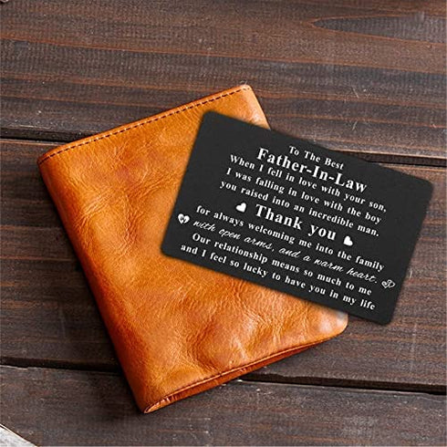 Laluminter Father In Law Engraved Wallet Card Inserts, Worlds Best Father-in-law Ever, Thank You for Raising The Man of My Dreams Fathers Day Presents