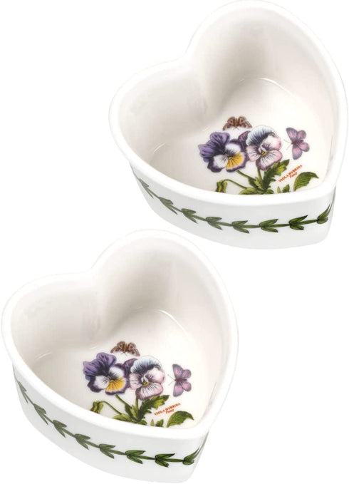 Portmeirion - Botanic Garden Collection - Set of 2 Heart-Shape Pansy Ramekins