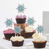 Ercadio 24 Pack Snowflake Cupcake Toppers Double Layers Silver and Blue Winter Theme Cupcake Picks Baby Shower Kids Birthday Party Christmas Cake Decorations Supplies