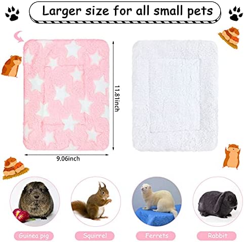 Jetec 4 Pieces Rabbit Guinea Pig Bed Mats Soft Plush Bunny Pad Mats Small Animal Winter Sleep Bedding Mat for Bunny Hamster Guinea Pig Squirrel Rabbit (Big Twinkle, 10 x 11 Inch)