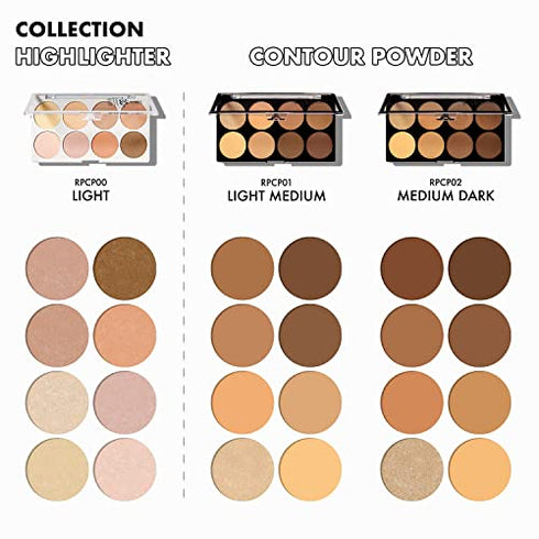 Ruby Kisses 3D Contour Artist Powder Palette Light Medium Define your cheekbones, perfect your nose, and sculpt your jawline