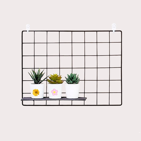 GBYAN Wall Grid 2 Pack Wire Photo Grid Panels Black Memo Board Wall Organizer (Black)