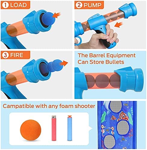 STOTOY Shooting Game Boys Toys, Christmas Birthday Gifts Toys for 5 6 7 8 9+ Years Old Boys Girls, Pack of 2 Kids Toy Guns with Shooting Target for Nerf, 24 Foam Balls, Activity Party Game for Kids