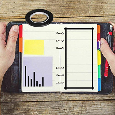 Whiteboard Pinstripe Tape 12 Rolls 1/8” Thin White Board Dry Erase Line Gridding Tape (Black)